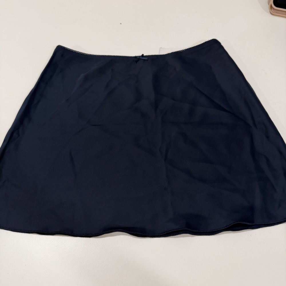 Brandy Melville Navy Blue Picot Trim Bow Mini Skirt MLA308-Z022S One Size NWT